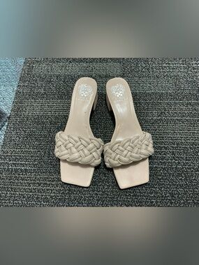 Vince Camuto Braided Taupe Slide Heels